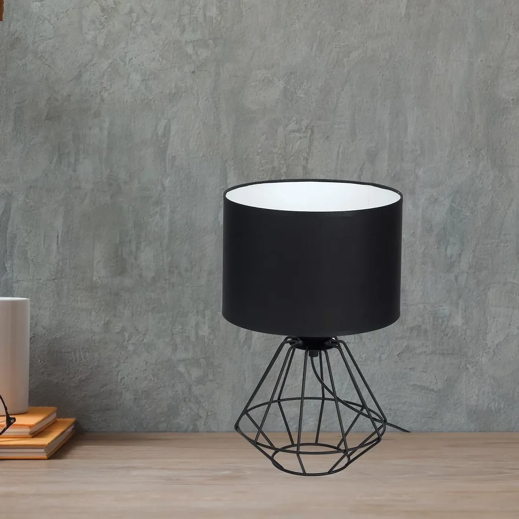 Stolná lampa Colin, 1x čierne textilné tienidlo, b