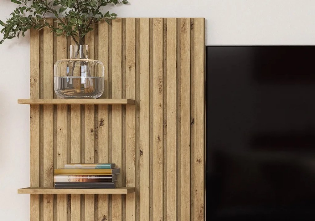 Obývacia stena Gatwick, dub artisan/kašmírová béžová, s osvetlením