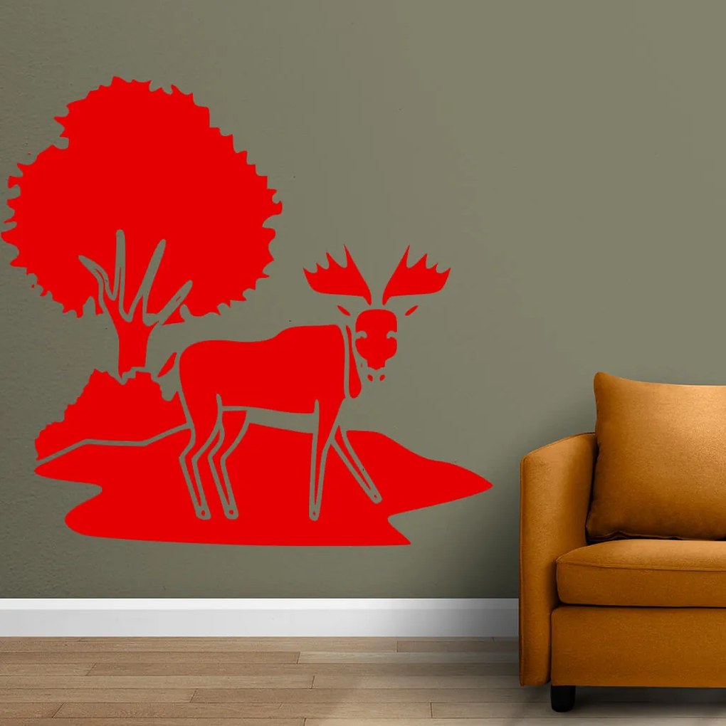 Veselá Stena Samolepka Sob Farba: žlutá, Veľkosť: 60 x 58 cm
