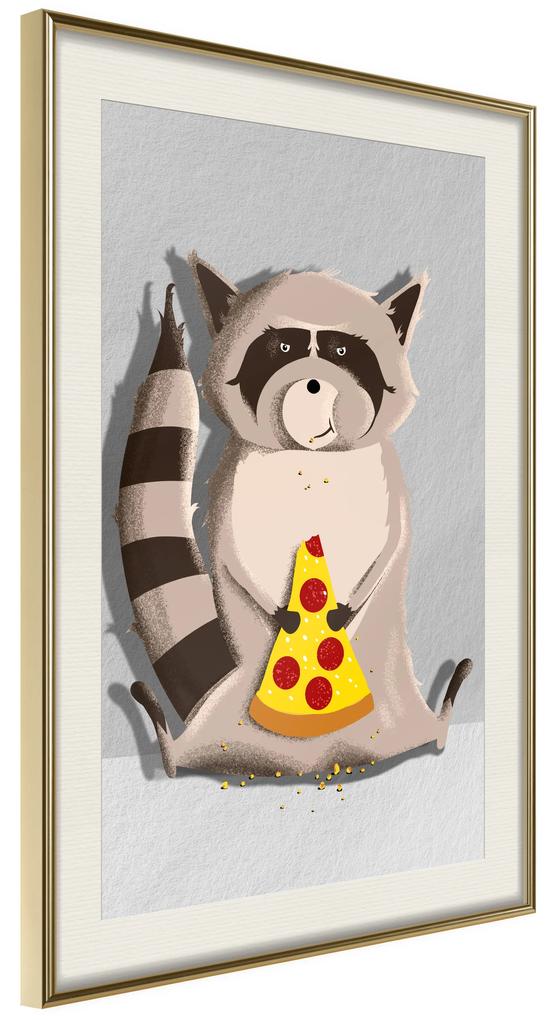 Artgeist Plagát - Gourmand Raccoon [Poster] Veľkosť: 20x30, Verzia: Čierny rám s passe-partout