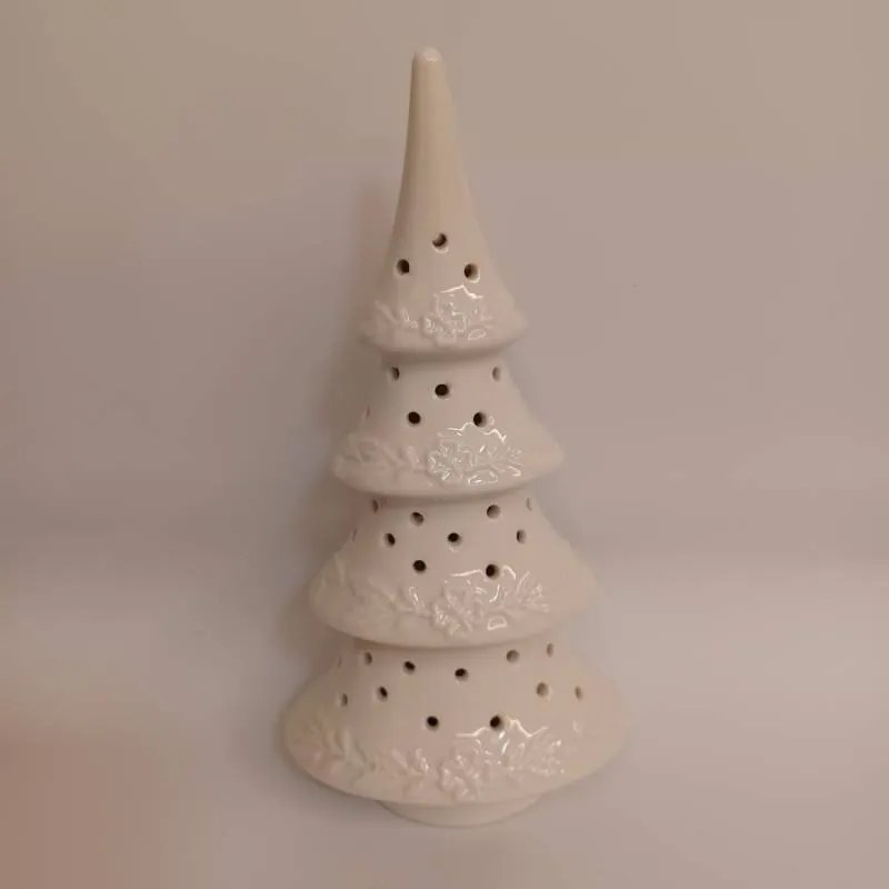 DECOLED Keramický stromeček, 11,4 x 8,5 x 23 cm, teple bílá, 2xLR44