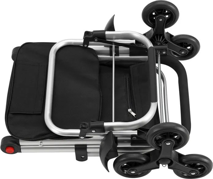 Nákupný vozík 3 v 1 na schody - objem 56 l, čierny