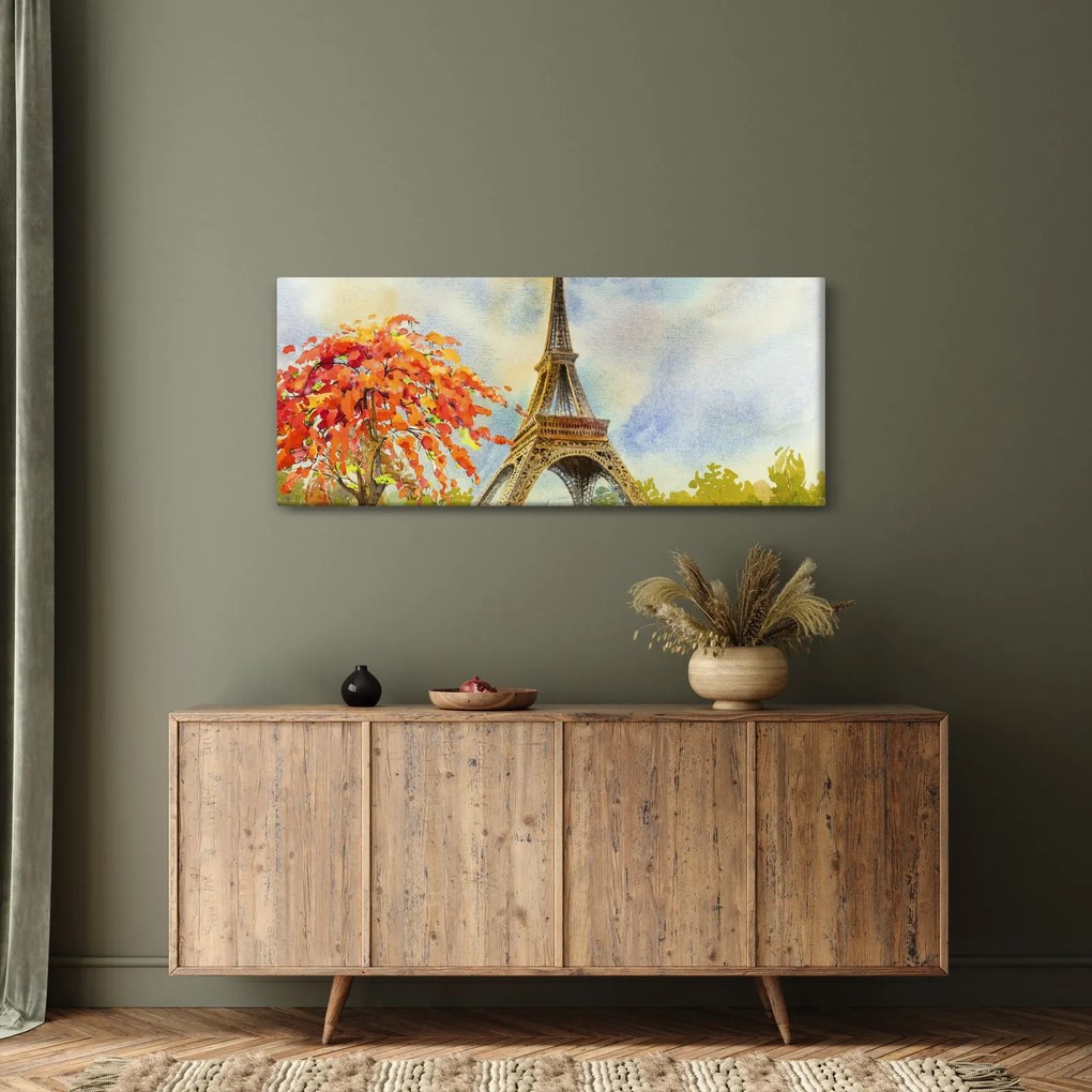 Maľovaný obraz Eiffelovej veže (120x50 cm)