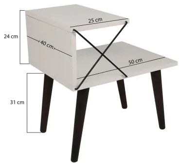 Nočný stolík CROSS 55x50 cm biela