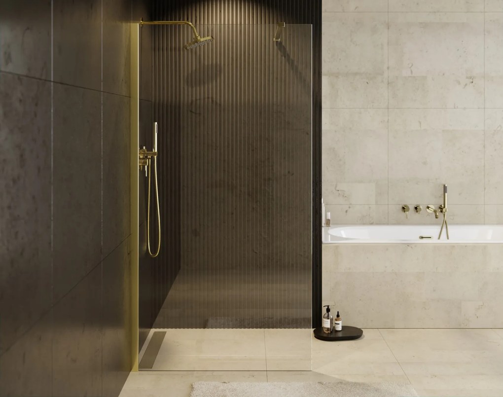 Besco Sprchový kút Walk-In ECO-N GOLD 90x195 (100x195, 110x195, 120x195) - bez vaničky BESCO-Rozmery: šírka: 110