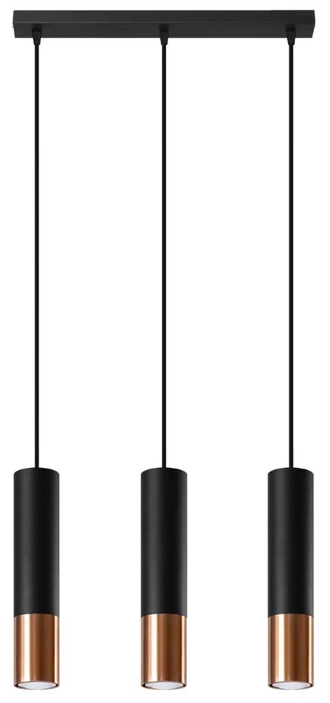 Sollux Lighting Závesné svietidlo LOOPEZ 3L čierna/medená