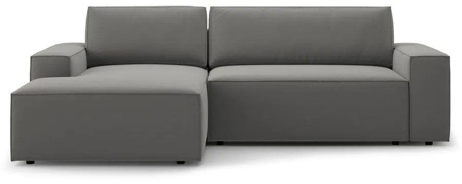 Svetlosivá zamatová rozkladacia/s úložným priestorom rohová pohovka (ľavý roh/s leňoškou) Jodie – Micadoni