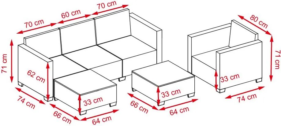 Set záhradného nábytku 6-dielny ratanový Avenberg ROVERO