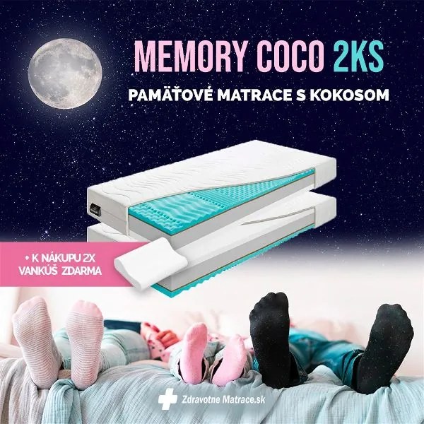 BENAB MEMORY COCO pamäťové matrace s kokosom (2ks) 120x200 cm Poťah so striebrom