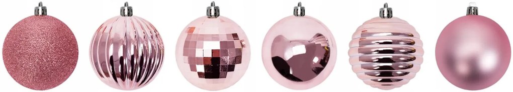 Vianočné závesné banky na stromček - 3 veľkosti - 6 druhov - 36 ks - ružové