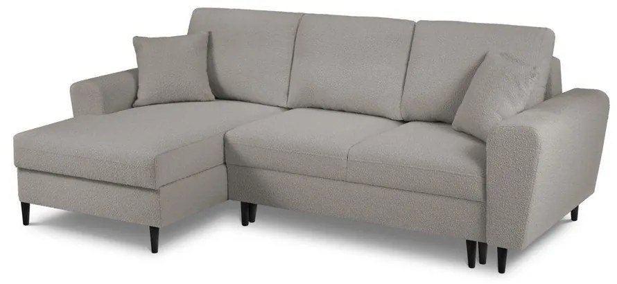 Svetlosivá rozkladacia/s úložným priestorom rohová pohovka z textílie buklé (ľavý roh/s leňoškou) Kyoto – Cosmopolitan Design