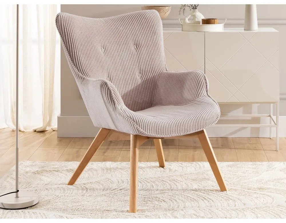 Svetloružové menčestrové kreslo Niko – Ropez