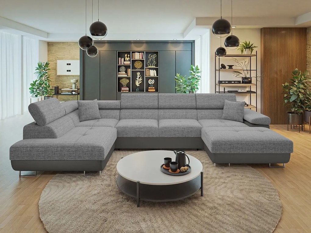 Rohová rozkladacia sedačka typu U Torezio Bis, Dostupné poťahy: ekokoža Soft 017 (biela) + Lux 05, Strana: pravá