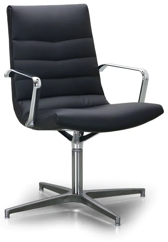 Kožená konferenčná stolička PROKURIST, čierna