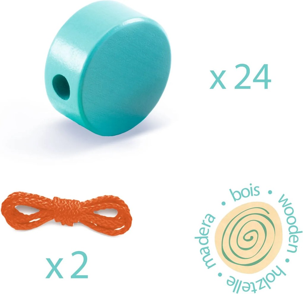 Farebné drevené koráliky – 24 ks