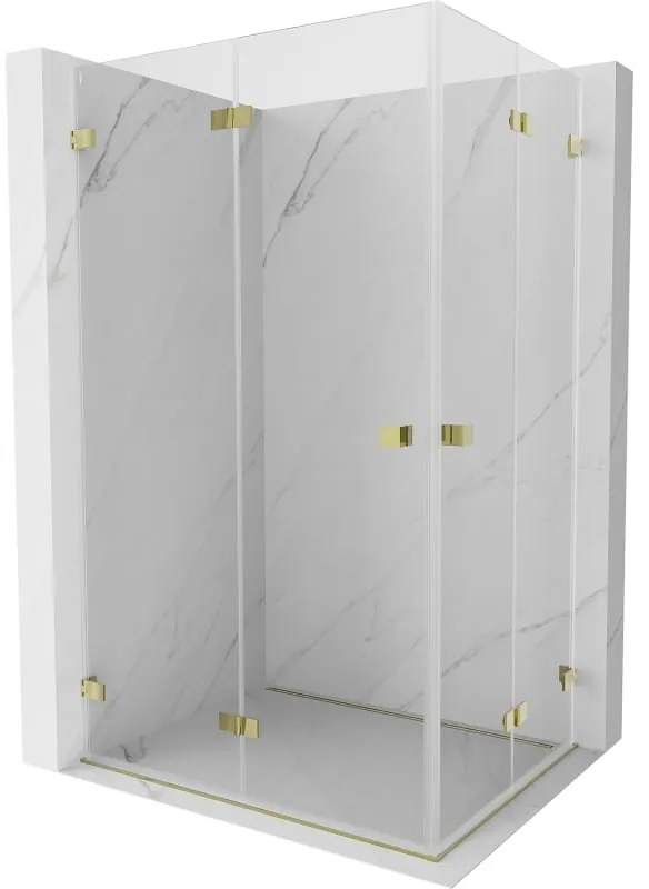 Mexen Lunar-F Duo, skladací sprchový kút 100 x 85 cm, 8mm číre sklo, zlatý profil, 836-100L-085P-50-00