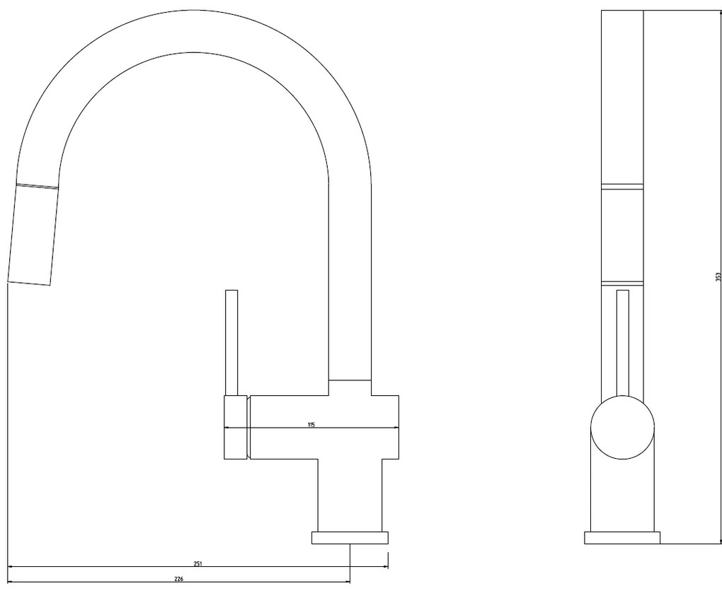 Gamma ANA, kuchynská batéria s 2-funčným výtokom, grafitová, GMA-BANA-GM