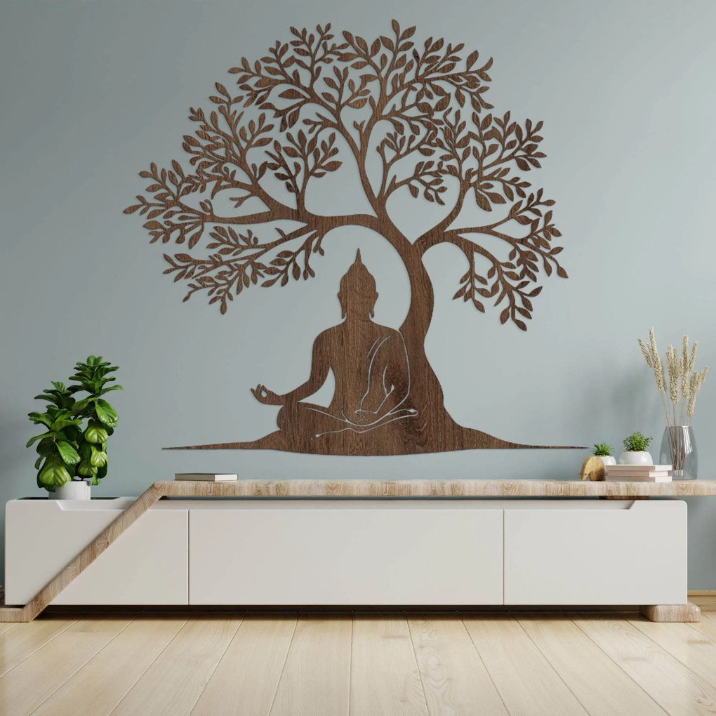 Drevený obraz strom života a Budha - MOTERO: HDF - Javor 40 cm 4531-100180 HDF0546