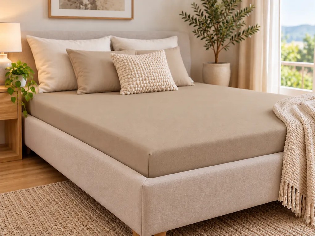 Jersey plachta EXCLUSIVE cappuccino 90 x 200 cm