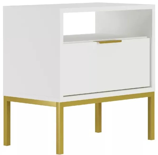 Nočný stolík Austin biely/zlatý