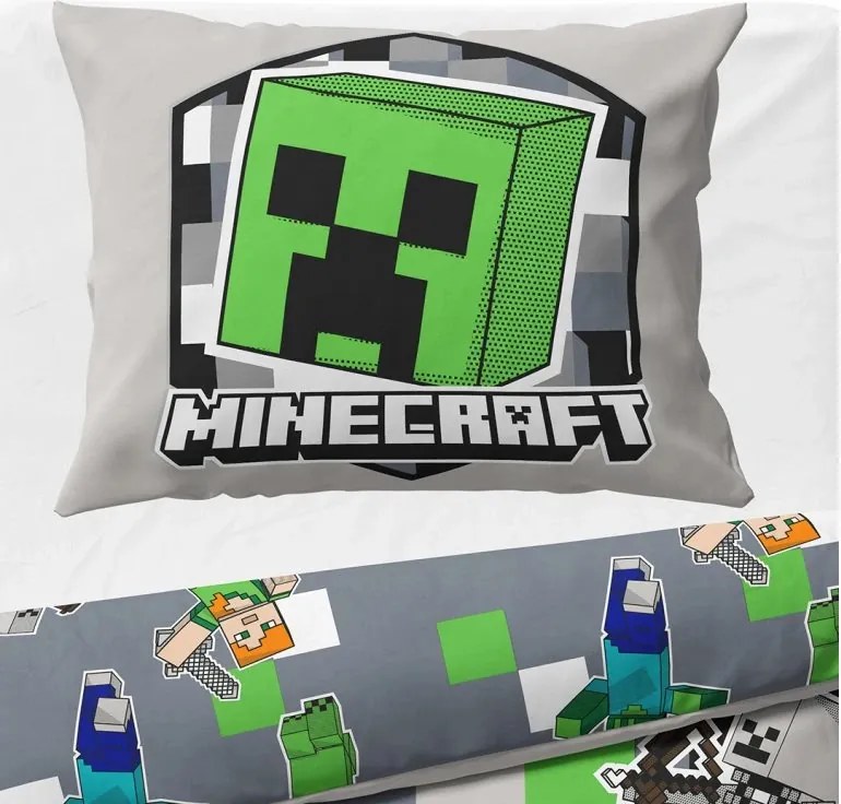 TipTrade Bavlnené obliečky 140x200 + 70x90 cm - Minecraft Objav svoj svet