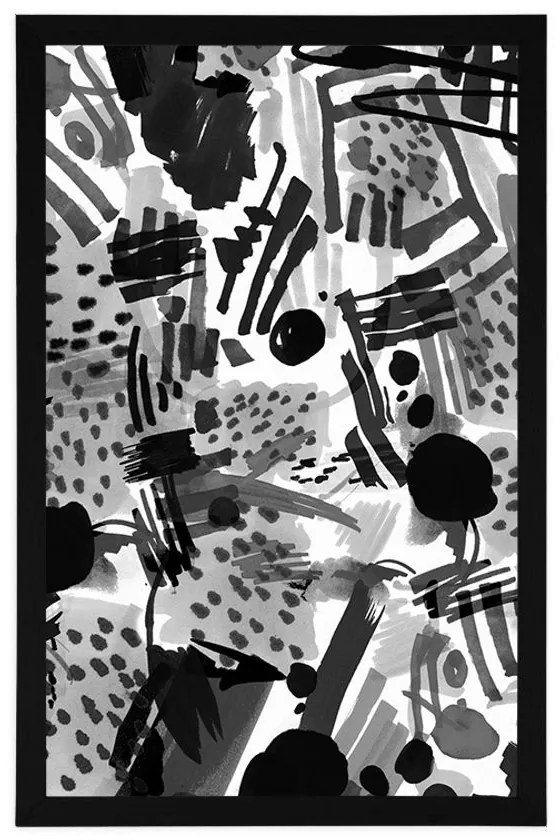Plagát čiernobiela pop art abstrakcia - 30x45 silver