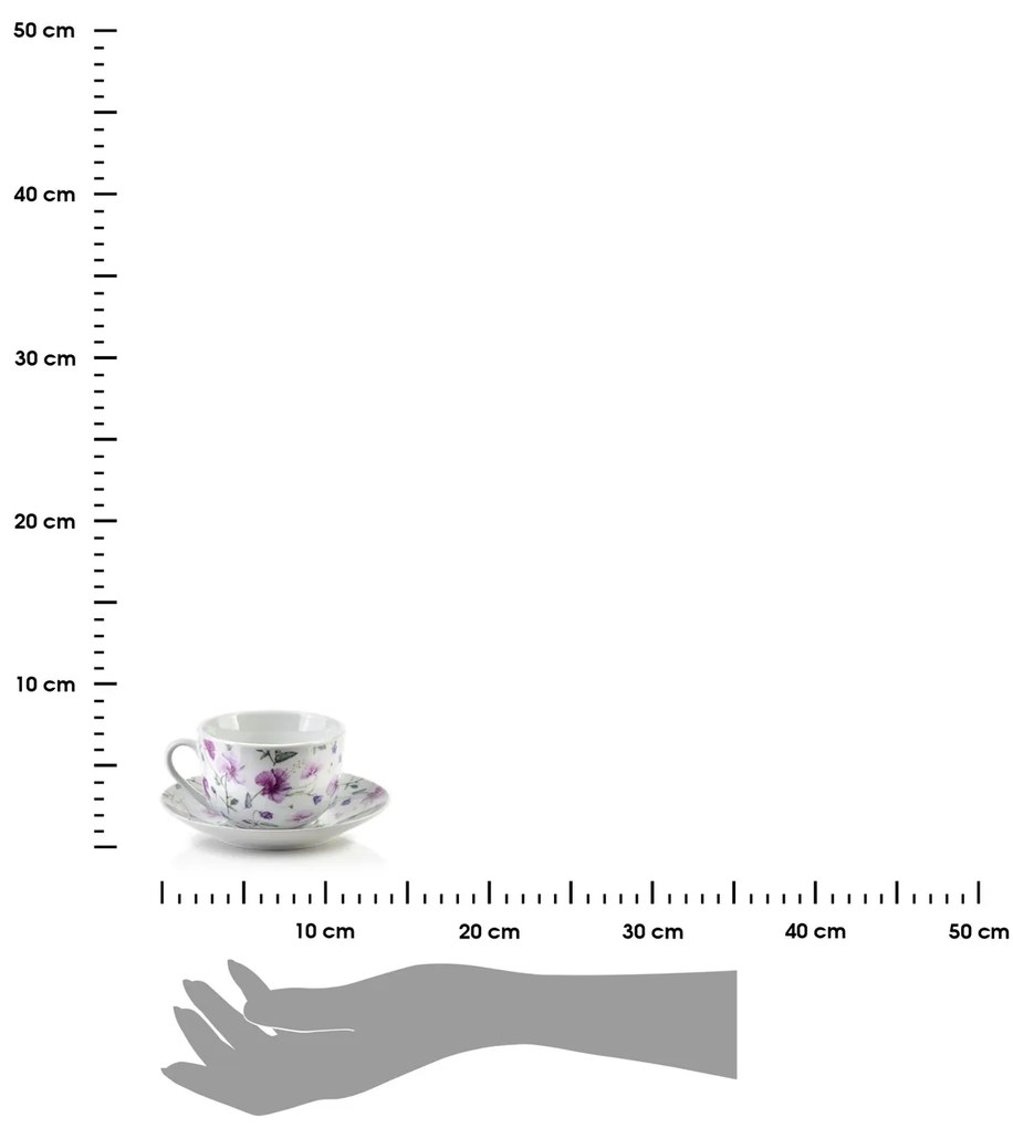 Porcelánová šálka s podšálkou Joy Purple 245 ml sada 2ks