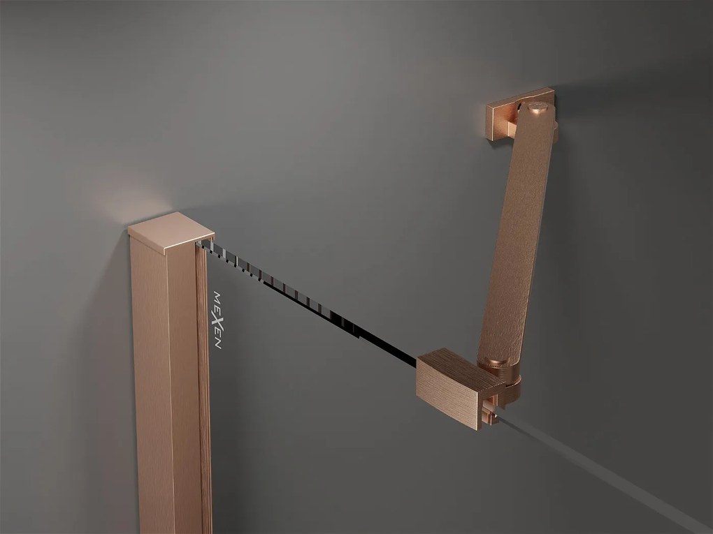 Mexen Velar Duo, sprchový kút s posuvnými dverami 90(dvere) x 90(dvere) cm, 8mm číre sklo, medená matná profil, 871-090-090-02-65