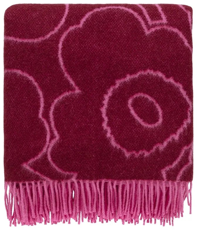 Vlnená deka Piirto Unikko 130x170, bordó-fuchsia