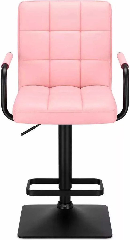 LuxuryForm DESIGN Barová stolička VERONA BLACK na čiernej hranatej podstave - ružová