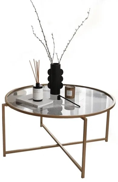 Konferenčný stolík SLNKO 40x83 cm zlatá/číra