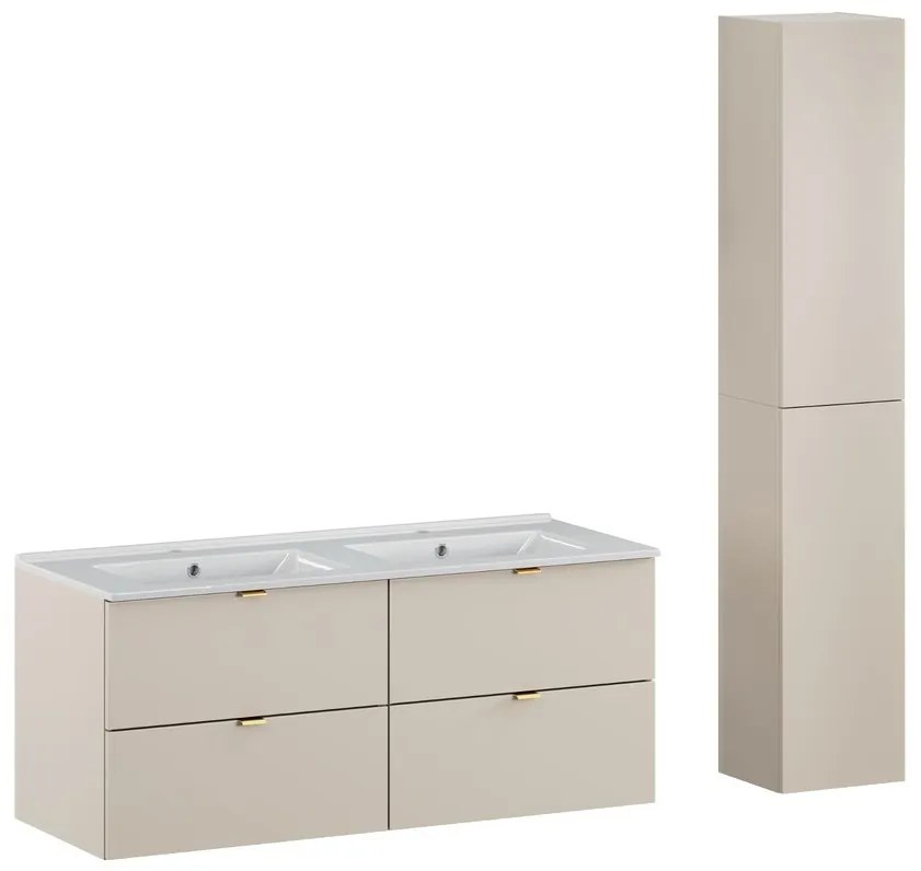 Kúpeľňová zostava Dalia Cashmere Lava so skrinkami a umývadlom 120 cm kašmírová