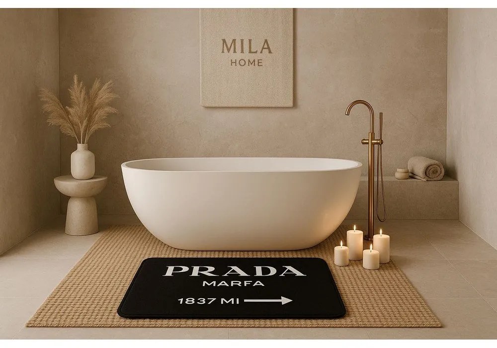 Čierna zamatová kúpeľňová predložka 60x100 cm Prada – Mila Home