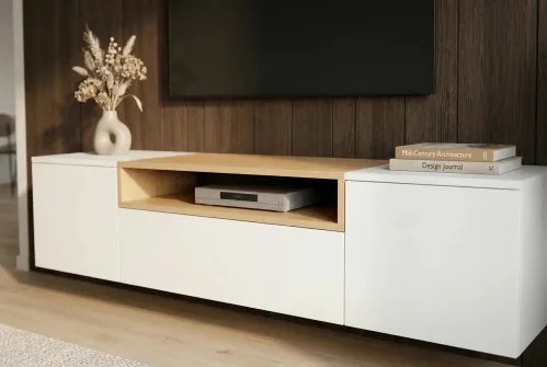 TV-skrinka 47807 Loft 160cm Biela/Prírodná Dub Dyha - Komfort-nábytok