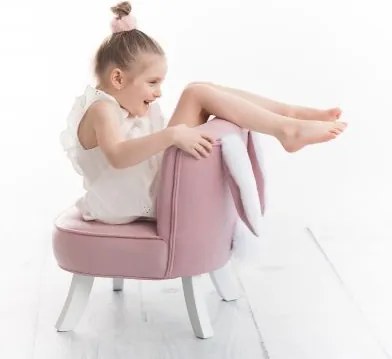 Detské kreslo ušiak ružová 17 cm a 25 cm Biela