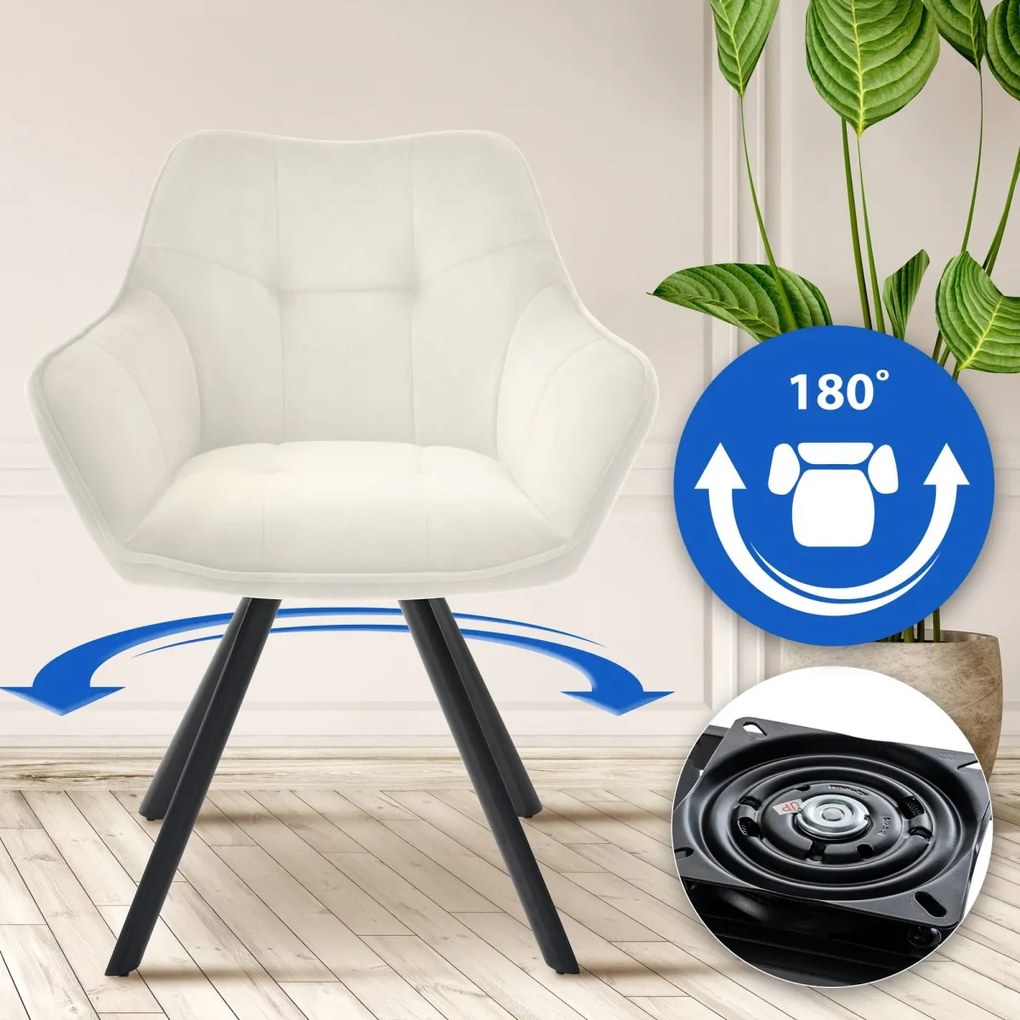 Jedálenská stolička Scott - zamat - Krémová