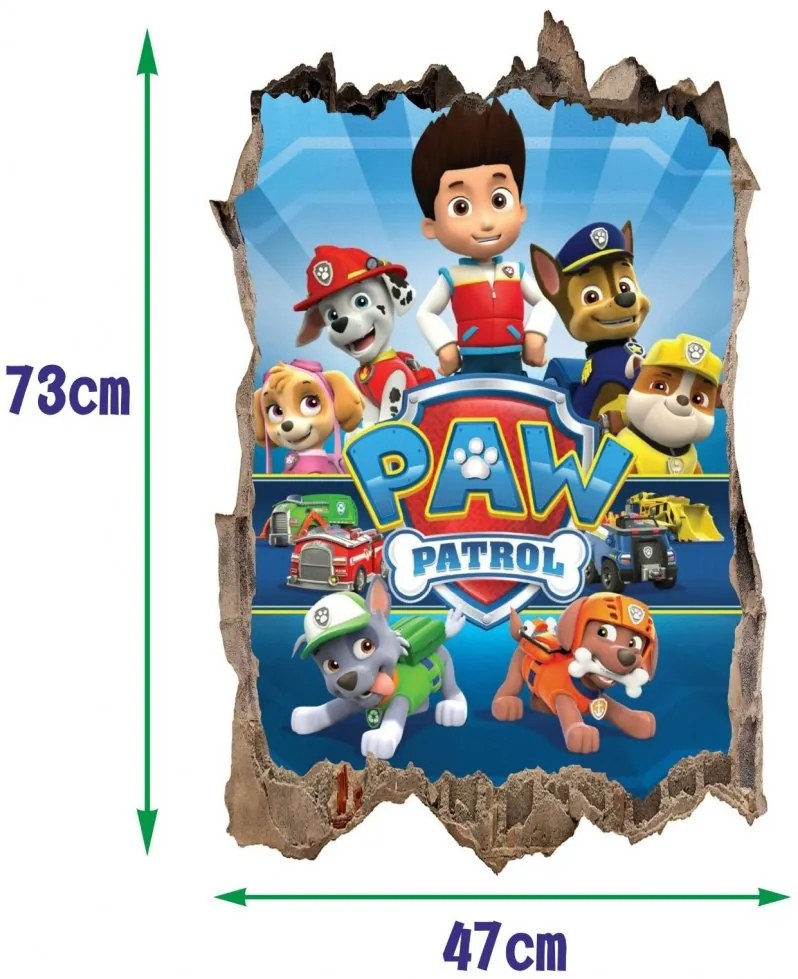 Nálepka na stenu Paw Patrol 3D 47x73cm