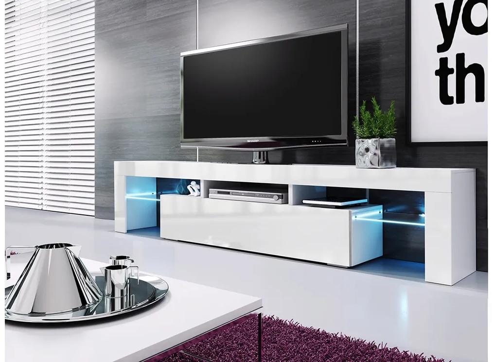 moderná TV skrinka Vera 190 cm - Biely lesk