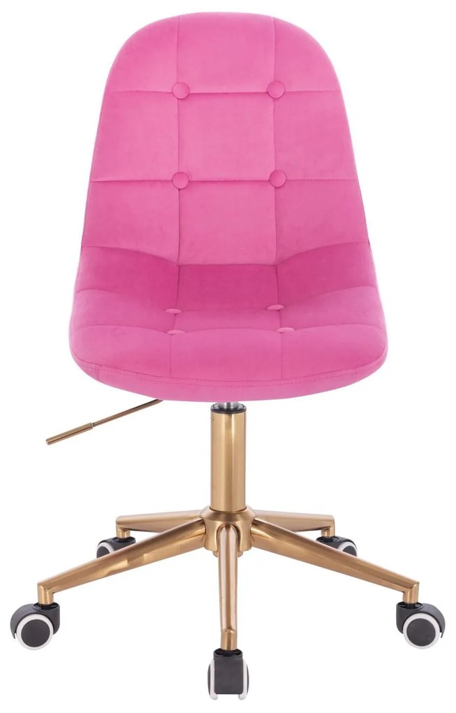 LuxuryForm DESIGN Stolička SAMSON VELUR na zlaté podstave s kolieskami - ružová