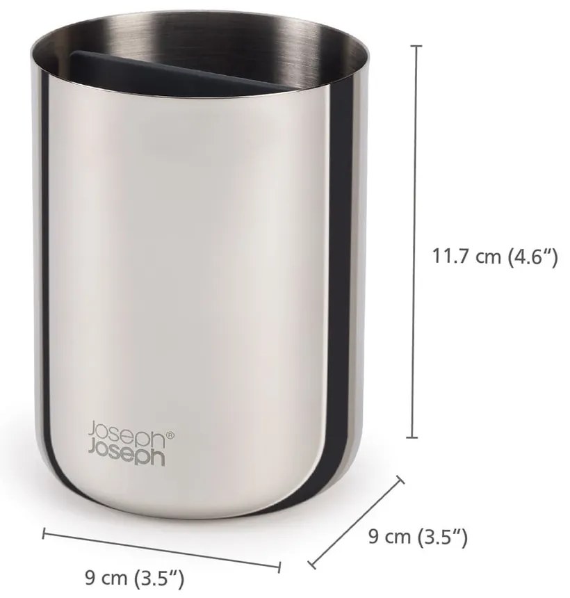 Téglik na zubné kefky z nehrdzavejúcej ocele v lesklo striebornej farbe EasyStore Luxe – Joseph Joseph