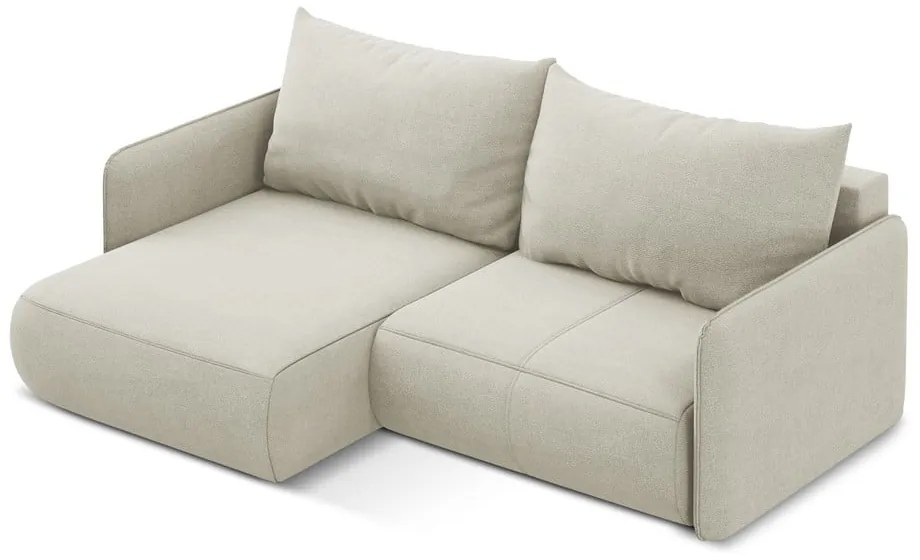 Krémovobiela rozkladacia/s úložným priestorom rohová pohovka (ľavý roh) Nanea – Makamii