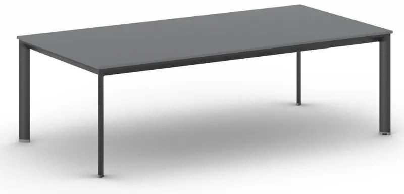 Rokovací kancelársky stôl PRIMO INVITATION, 240x120 cm, čierna podnož, grafit