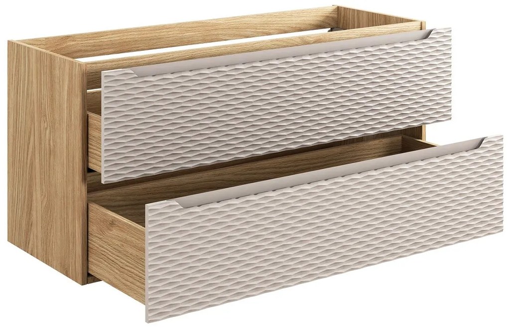 Závěsná skříňka Ocean Sky se zápustným umyvadlem 120 cm dub olejovaný/béžová