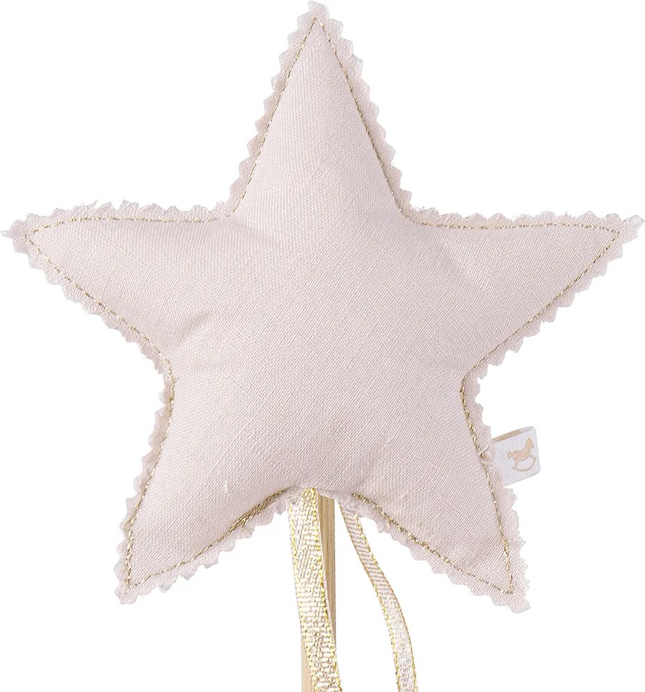 Ľanový kúzelný prútik púdrovo ružový so zlatom