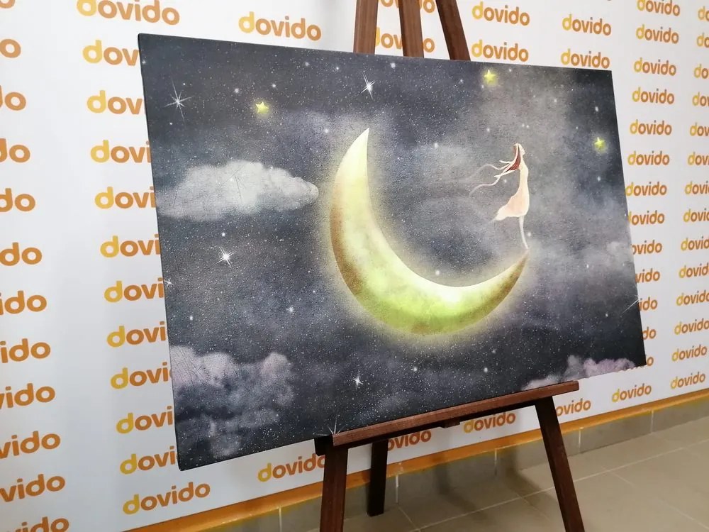 Obraz dievča na mesiaci