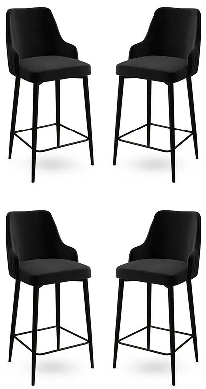 Sada barových stoličiek Enox Black, 4 ks