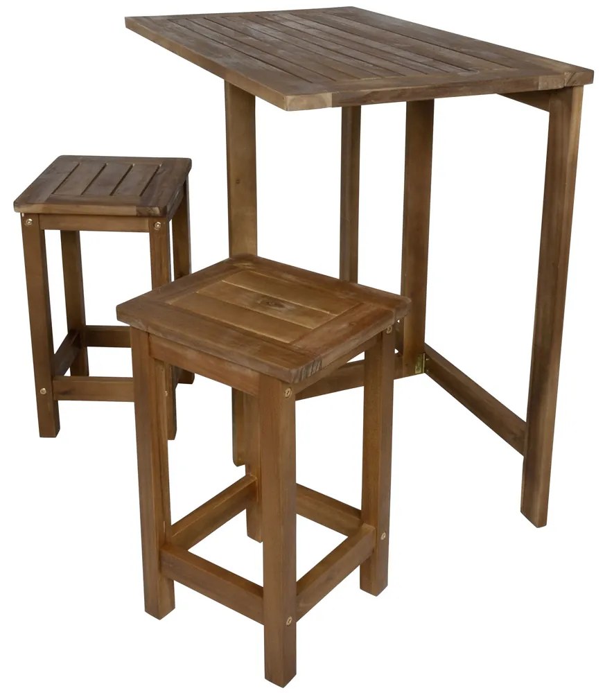Monopol 40956 Drevený balkónový set stôl + 2 stoličky hnedá