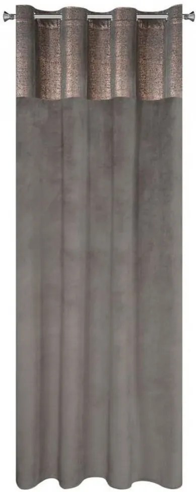 Šedohnedé zatemňovacie závesy s aplikáciou v hornej časti 140 x 250 cm