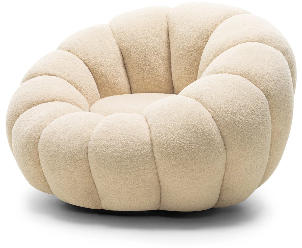 Designové relaxační křeslo VENEZIA 100 cm bouclé béžové