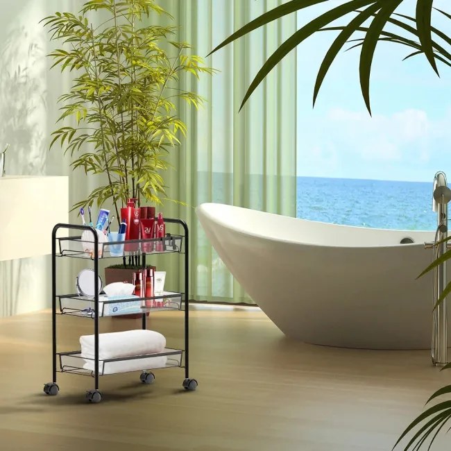 Pojazdný regál HALSEN čierny